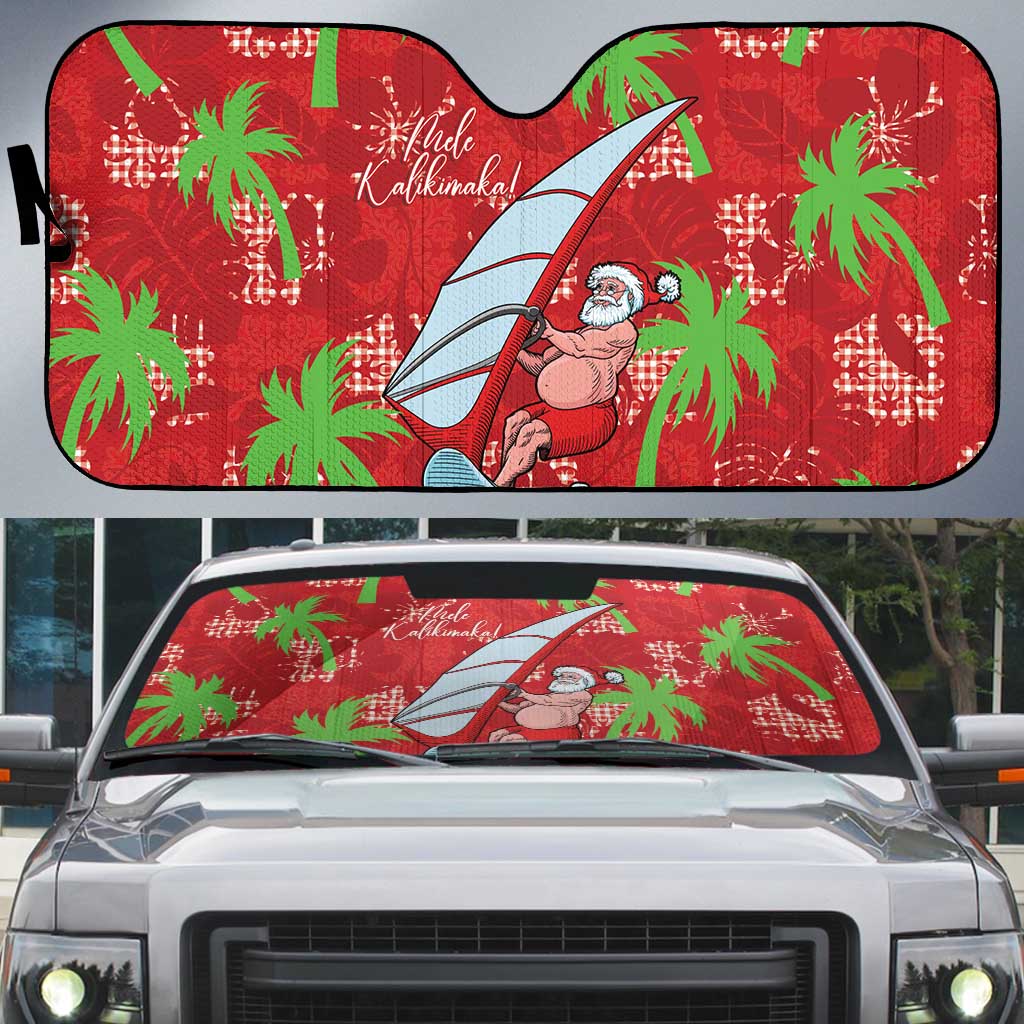Aloha Hawaii Christmas Auto Sun Shade Mele Kalikimaka Windsurfing Santa Palaka Quilt Motifs LT14 Red - Polynesian Pride