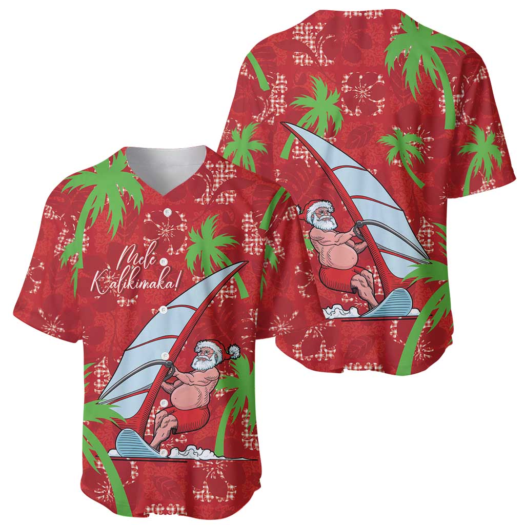 Aloha Hawaii Christmas Baseball Jersey Mele Kalikimaka Windsurfing Santa Palaka Quilt Motifs LT14 - Polynesian Pride