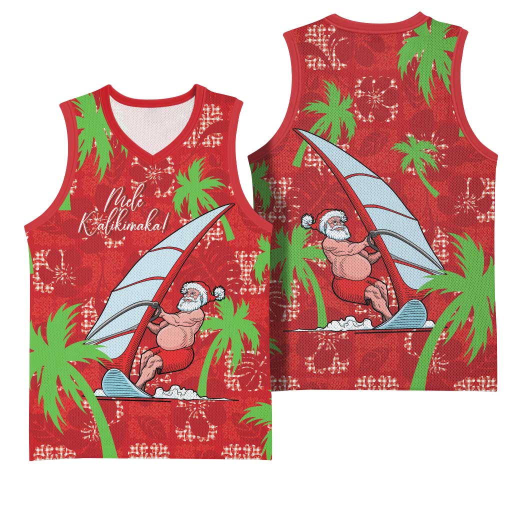 Aloha Hawaii Christmas Basketball Jersey Mele Kalikimaka Windsurfing Santa Palaka Quilt Motifs LT14 - Polynesian Pride