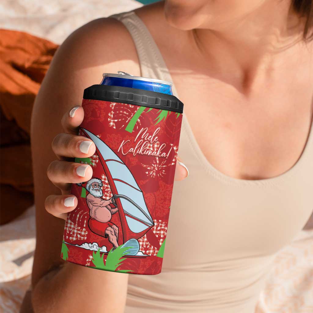 Aloha Hawaii Christmas 4 in 1 Can Cooler Tumbler Mele Kalikimaka Windsurfing Santa Palaka Quilt Motifs LT14 - Polynesian Pride
