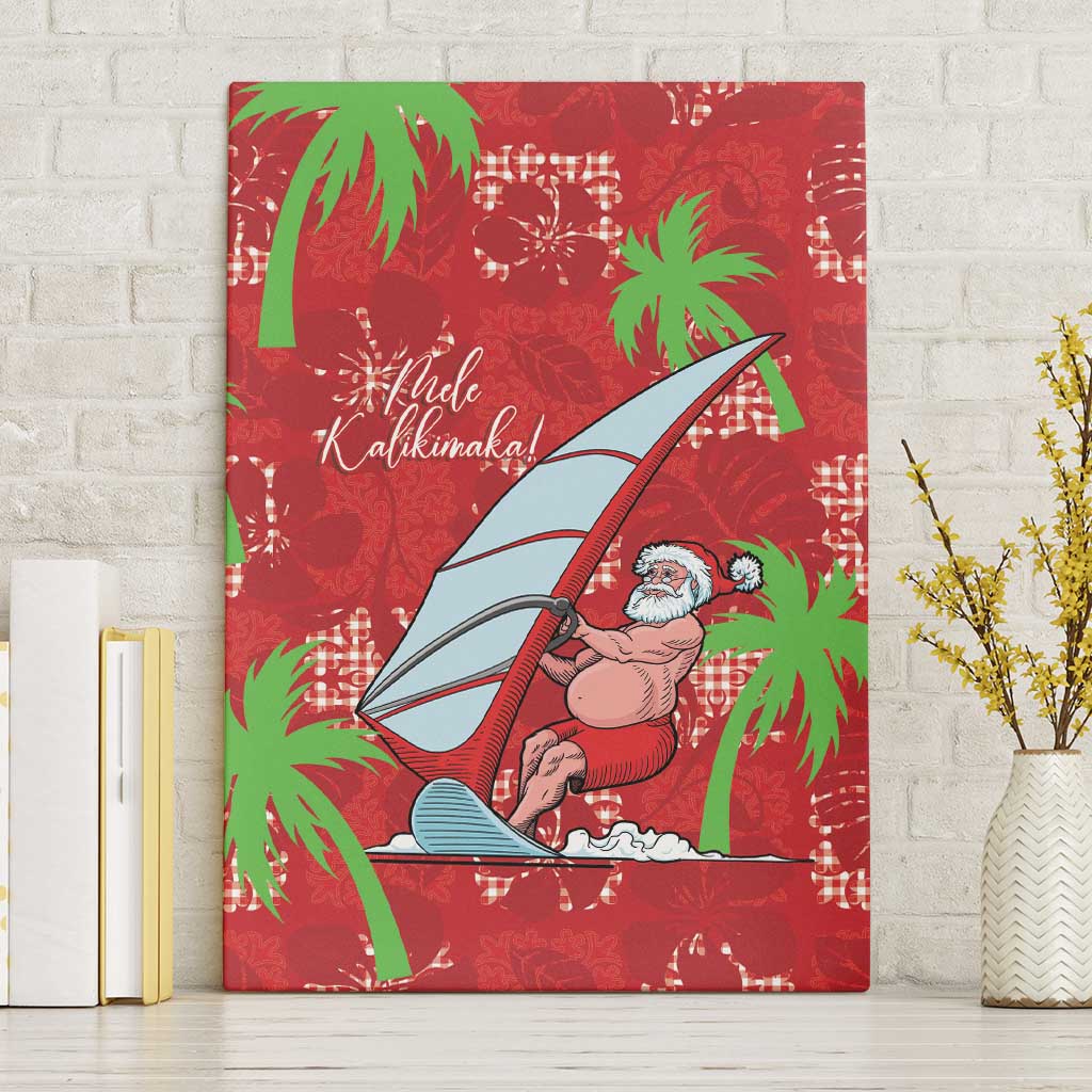 Aloha Hawaii Christmas Canvas Wall Art Mele Kalikimaka Windsurfing Santa Palaka Quilt Motifs LT14 Without Frame Red - Polynesian Pride