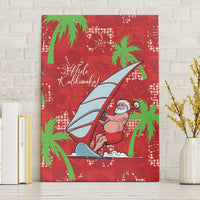Aloha Hawaii Christmas Canvas Wall Art Mele Kalikimaka Windsurfing Santa Palaka Quilt Motifs LT14 Without Frame Red - Polynesian Pride