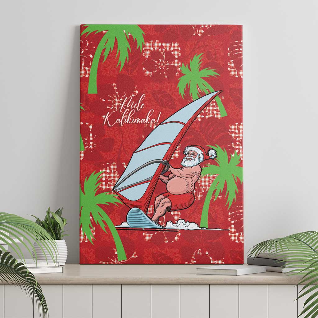 Aloha Hawaii Christmas Canvas Wall Art Mele Kalikimaka Windsurfing Santa Palaka Quilt Motifs LT14 - Polynesian Pride