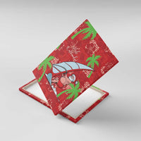 Aloha Hawaii Christmas Canvas Wall Art Mele Kalikimaka Windsurfing Santa Palaka Quilt Motifs LT14 With Frame Red - Polynesian Pride
