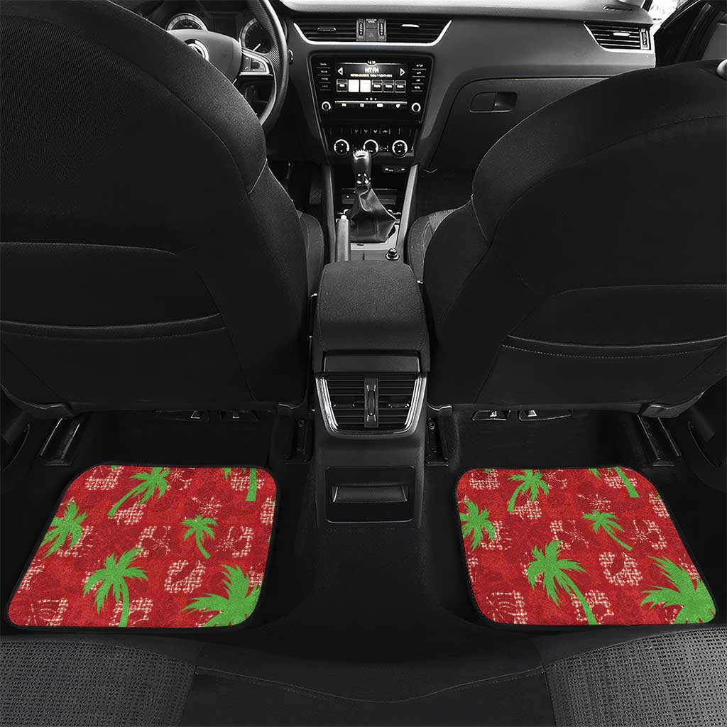 Aloha Hawaii Christmas Car Mats Mele Kalikimaka Windsurfing Santa Palaka Quilt Motifs LT14 Set 2pcs - Back Red - Polynesian Pride
