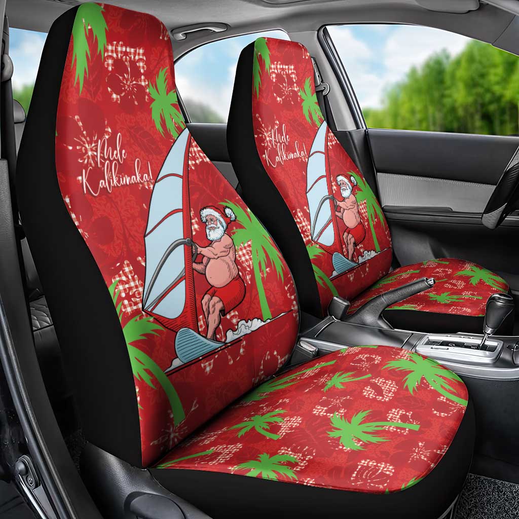Aloha Hawaii Christmas Car Seat Cover Mele Kalikimaka Windsurfing Santa Palaka Quilt Motifs LT14 - Polynesian Pride