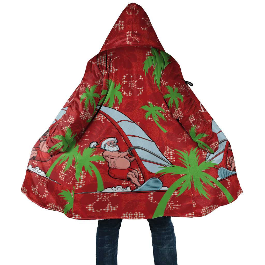 Aloha Hawaii Christmas Cloak Mele Kalikimaka Windsurfing Santa Palaka Quilt Motifs LT14 Unisex Red - Polynesian Pride