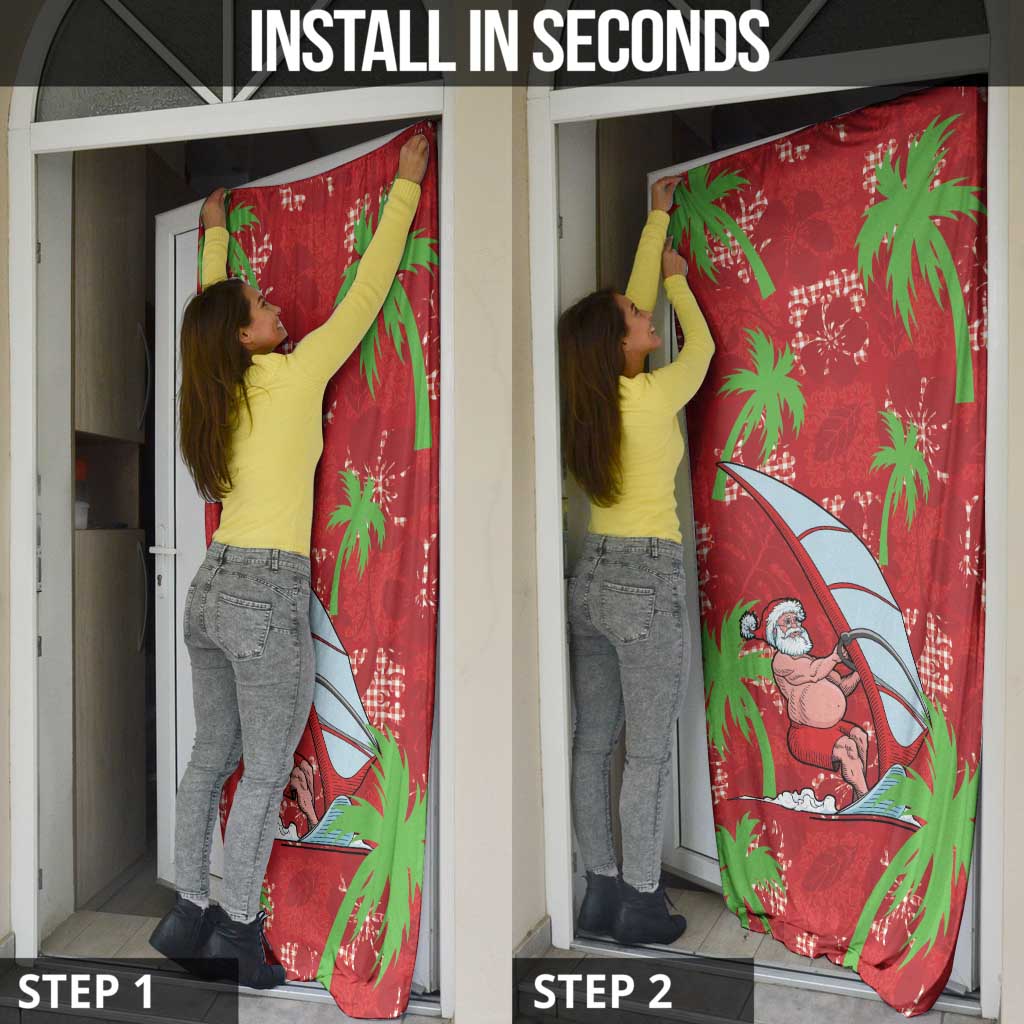 Aloha Hawaii Christmas Door Cover Mele Kalikimaka Windsurfing Santa Palaka Quilt Motifs LT14 - Polynesian Pride
