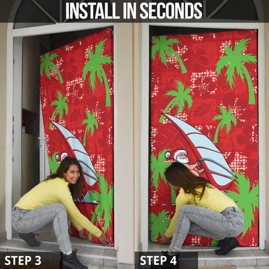 Aloha Hawaii Christmas Door Cover Mele Kalikimaka Windsurfing Santa Palaka Quilt Motifs LT14 - Polynesian Pride