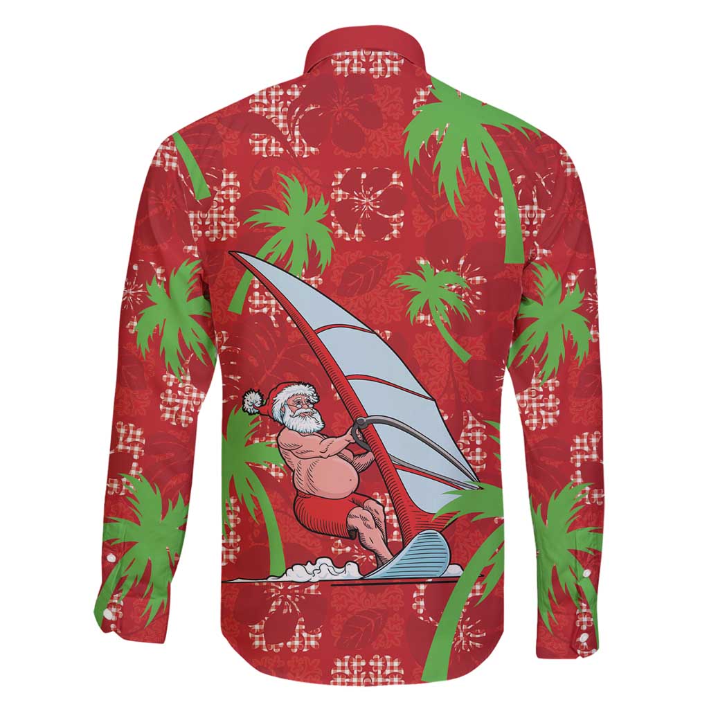 Aloha Hawaii Christmas Family Matching Long Sleeve Bodycon Dress and Hawaiian Shirt Mele Kalikimaka Windsurfing Santa Palaka Quilt Motifs LT14 - Polynesian Pride