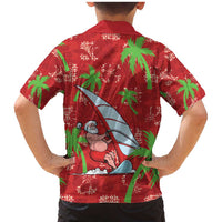 Aloha Hawaii Christmas Family Matching Mermaid Dress and Hawaiian Shirt Mele Kalikimaka Windsurfing Santa Palaka Quilt Motifs LT14 - Polynesian Pride