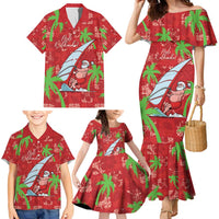 Aloha Hawaii Christmas Family Matching Mermaid Dress and Hawaiian Shirt Mele Kalikimaka Windsurfing Santa Palaka Quilt Motifs LT14 - Polynesian Pride