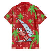 Aloha Hawaii Christmas Family Matching Off Shoulder Maxi Dress and Hawaiian Shirt Mele Kalikimaka Windsurfing Santa Palaka Quilt Motifs LT14 - Polynesian Pride
