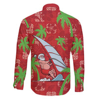 Aloha Hawaii Christmas Family Matching Off Shoulder Maxi Dress and Hawaiian Shirt Mele Kalikimaka Windsurfing Santa Palaka Quilt Motifs LT14 - Polynesian Pride