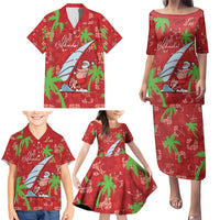 Aloha Hawaii Christmas Family Matching Puletasi and Hawaiian Shirt Mele Kalikimaka Windsurfing Santa Palaka Quilt Motifs LT14 - Polynesian Pride