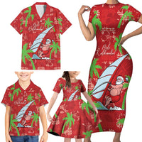 Aloha Hawaii Christmas Family Matching Short Sleeve Bodycon Dress and Hawaiian Shirt Mele Kalikimaka Windsurfing Santa Palaka Quilt Motifs LT14 - Polynesian Pride