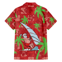 Aloha Hawaii Christmas Family Matching Short Sleeve Bodycon Dress and Hawaiian Shirt Mele Kalikimaka Windsurfing Santa Palaka Quilt Motifs LT14 - Polynesian Pride