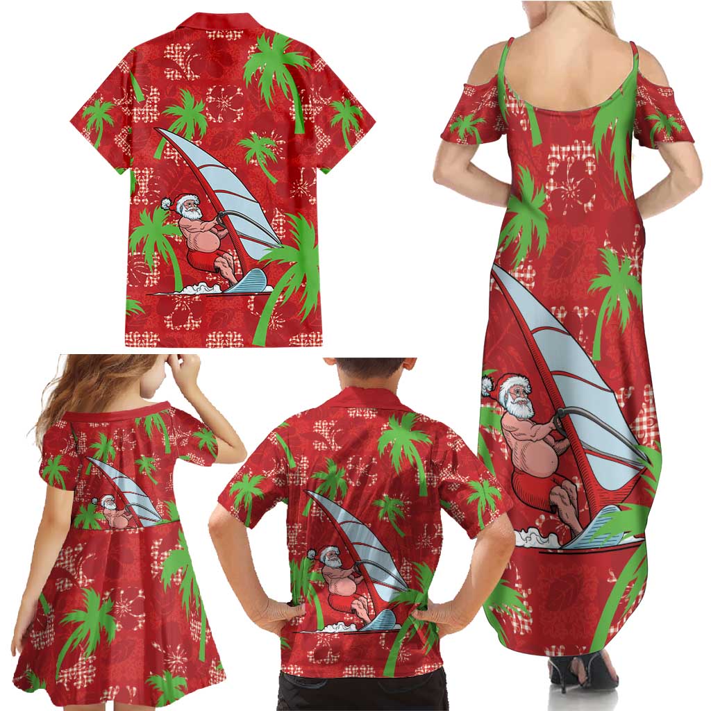 Aloha Hawaii Christmas Family Matching Summer Maxi Dress and Hawaiian Shirt Mele Kalikimaka Windsurfing Santa Palaka Quilt Motifs LT14 - Polynesian Pride