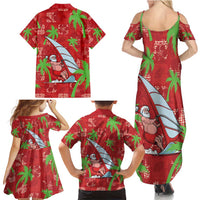 Aloha Hawaii Christmas Family Matching Summer Maxi Dress and Hawaiian Shirt Mele Kalikimaka Windsurfing Santa Palaka Quilt Motifs LT14 - Polynesian Pride