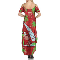 Aloha Hawaii Christmas Family Matching Summer Maxi Dress and Hawaiian Shirt Mele Kalikimaka Windsurfing Santa Palaka Quilt Motifs LT14 - Polynesian Pride