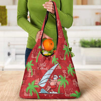 Aloha Hawaii Christmas Grocery Bag Mele Kalikimaka Windsurfing Santa Palaka Quilt Motifs LT14 - Polynesian Pride