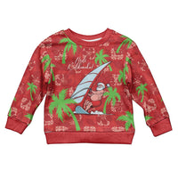 Aloha Hawaii Christmas Kid Ugly Christmas Sweater Mele Kalikimaka Windsurfing Santa Palaka Quilt Motifs LT14 Kid Red - Polynesian Pride