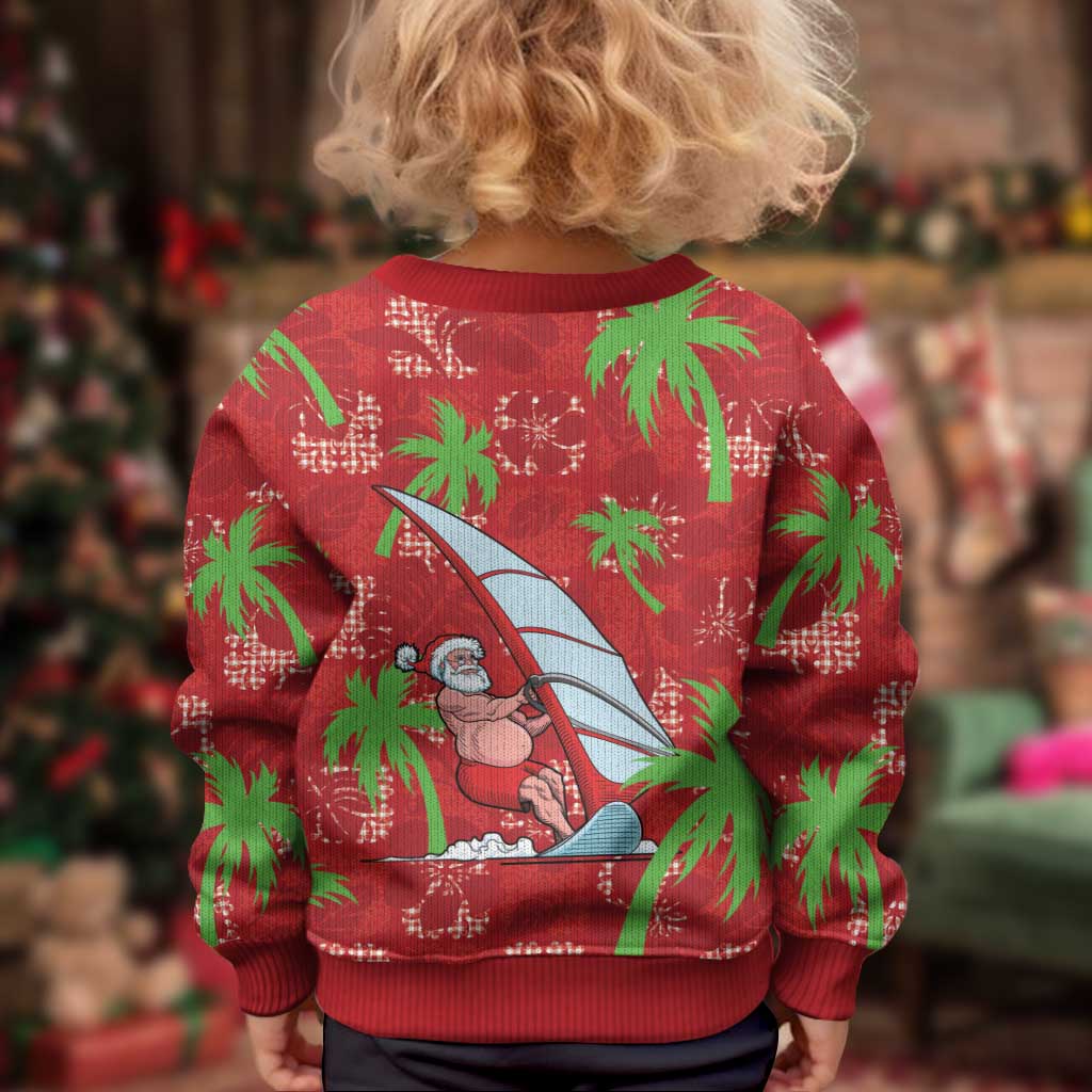 Aloha Hawaii Christmas Kid Ugly Christmas Sweater Mele Kalikimaka Windsurfing Santa Palaka Quilt Motifs LT14 - Polynesian Pride