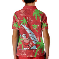 Aloha Hawaii Christmas Kid Polo Shirt Mele Kalikimaka Windsurfing Santa Palaka Quilt Motifs LT14 - Polynesian Pride