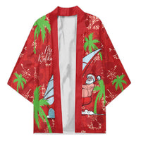 Aloha Hawaii Christmas Kimono Mele Kalikimaka Windsurfing Santa Palaka Quilt Motifs LT14 Unisex Red - Polynesian Pride