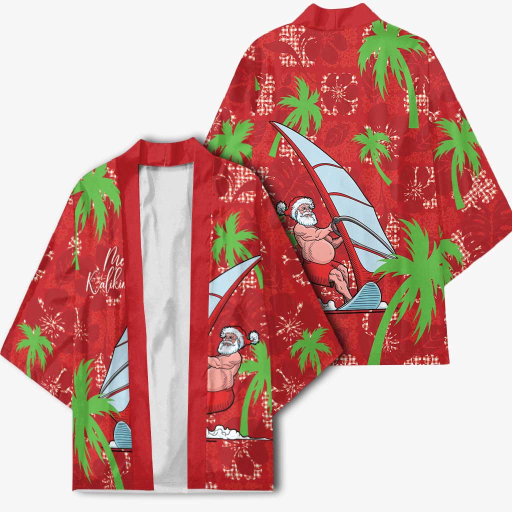 Aloha Hawaii Christmas Kimono Mele Kalikimaka Windsurfing Santa Palaka Quilt Motifs LT14 - Polynesian Pride
