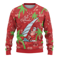 Aloha Hawaii Christmas Ugly Christmas Sweater Mele Kalikimaka Windsurfing Santa Palaka Quilt Motifs LT14 - Polynesian Pride