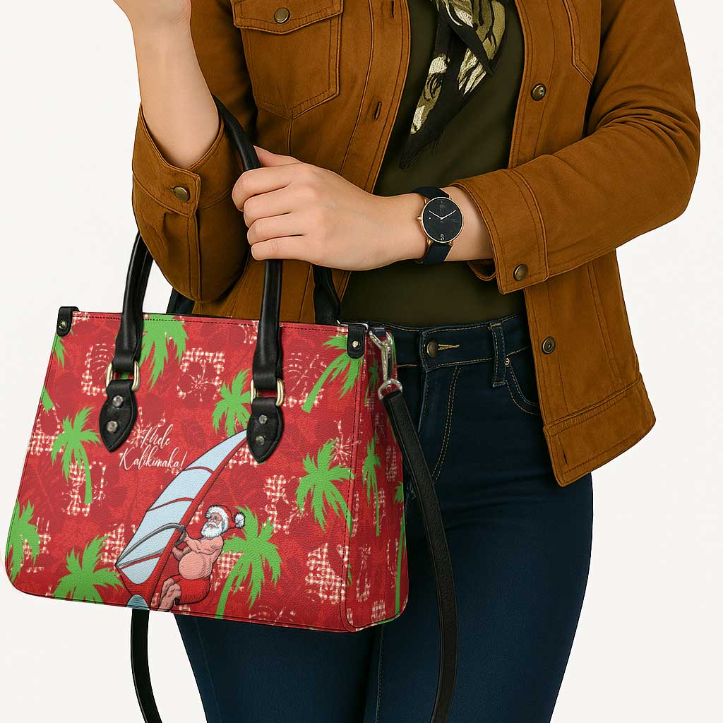 Aloha Hawaii Christmas Leather Bag Mele Kalikimaka Windsurfing Santa Palaka Quilt Motifs LT14 - Polynesian Pride