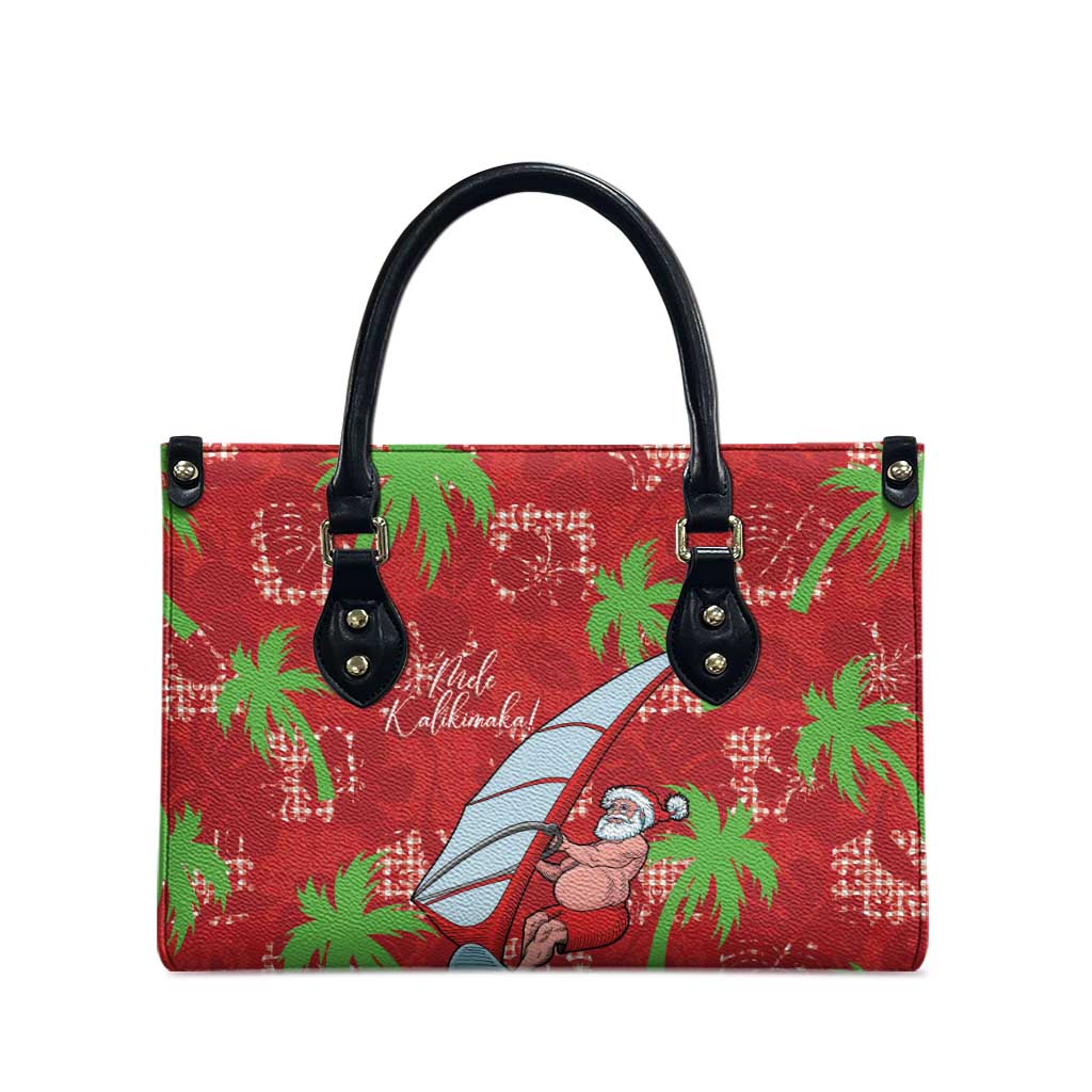 Aloha Hawaii Christmas Leather Bag Mele Kalikimaka Windsurfing Santa Palaka Quilt Motifs LT14 - Polynesian Pride