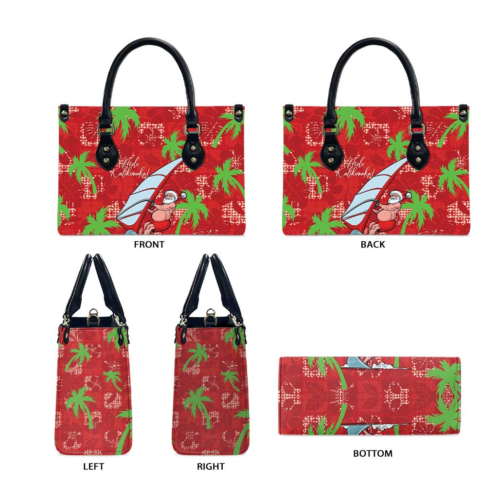 Aloha Hawaii Christmas Leather Bag Mele Kalikimaka Windsurfing Santa Palaka Quilt Motifs LT14 - Polynesian Pride