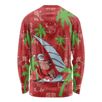 Aloha Hawaii Christmas Long Sleeve Shirt Mele Kalikimaka Windsurfing Santa Palaka Quilt Motifs LT14 - Polynesian Pride