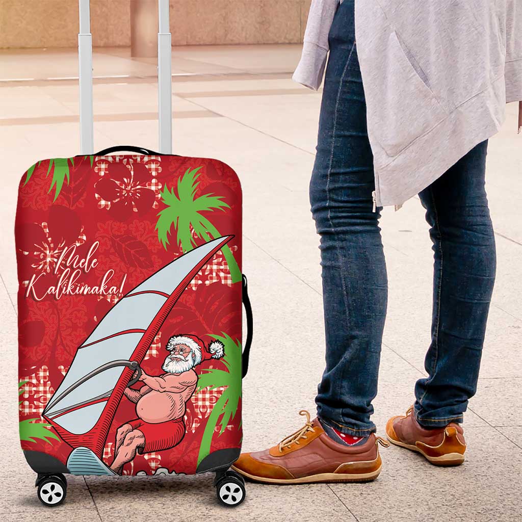 Aloha Hawaii Christmas Luggage Cover Mele Kalikimaka Windsurfing Santa Palaka Quilt Motifs LT14 Red - Polynesian Pride