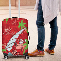 Aloha Hawaii Christmas Luggage Cover Mele Kalikimaka Windsurfing Santa Palaka Quilt Motifs LT14 Red - Polynesian Pride