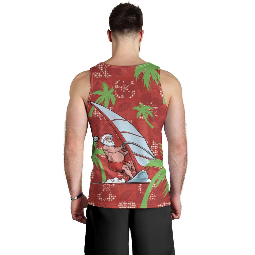 Aloha Hawaii Christmas Men Tank Top Mele Kalikimaka Windsurfing Santa Palaka Quilt Motifs LT14 - Polynesian Pride