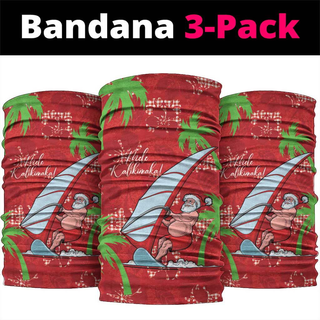 Aloha Hawaii Christmas Neck Gaiter Mele Kalikimaka Windsurfing Santa Palaka Quilt Motifs LT14 package One Size: 25*50cm Red - Polynesian Pride