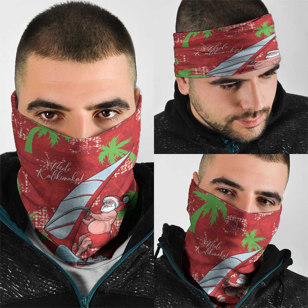 Aloha Hawaii Christmas Neck Gaiter Mele Kalikimaka Windsurfing Santa Palaka Quilt Motifs LT14 - Polynesian Pride