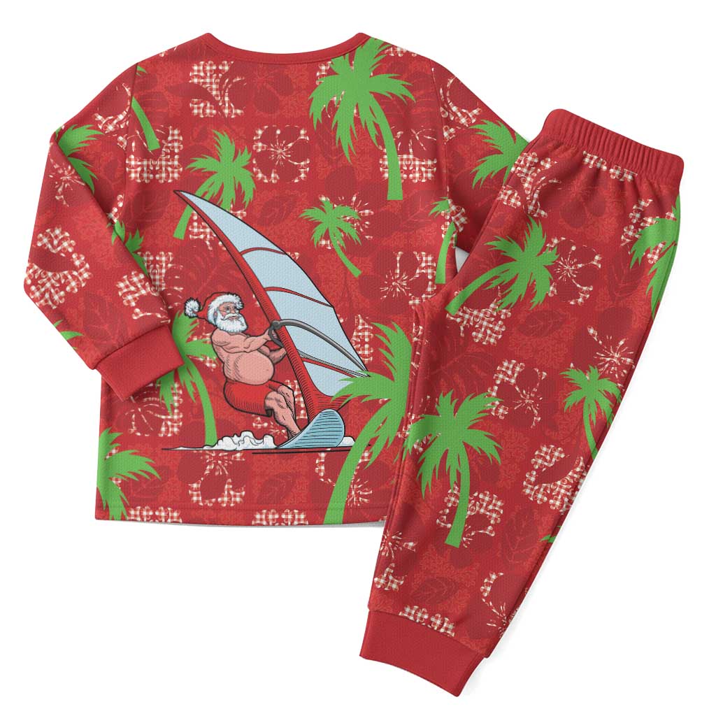 Aloha Hawaii Christmas Pajama Set Mele Kalikimaka Windsurfing Santa Palaka Quilt Motifs LT14 - Polynesian Pride