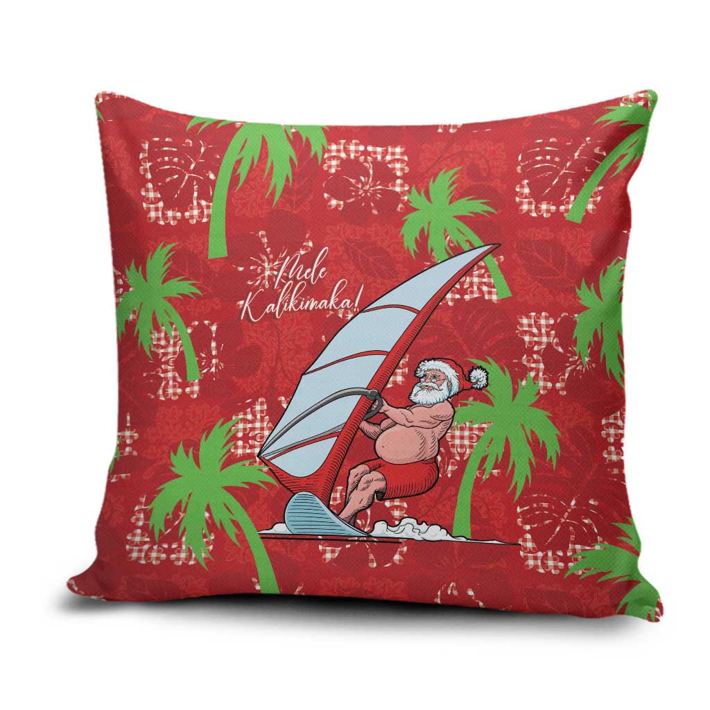 Aloha Hawaii Christmas Pillow Cover Mele Kalikimaka Windsurfing Santa Palaka Quilt Motifs LT14 Red - Polynesian Pride