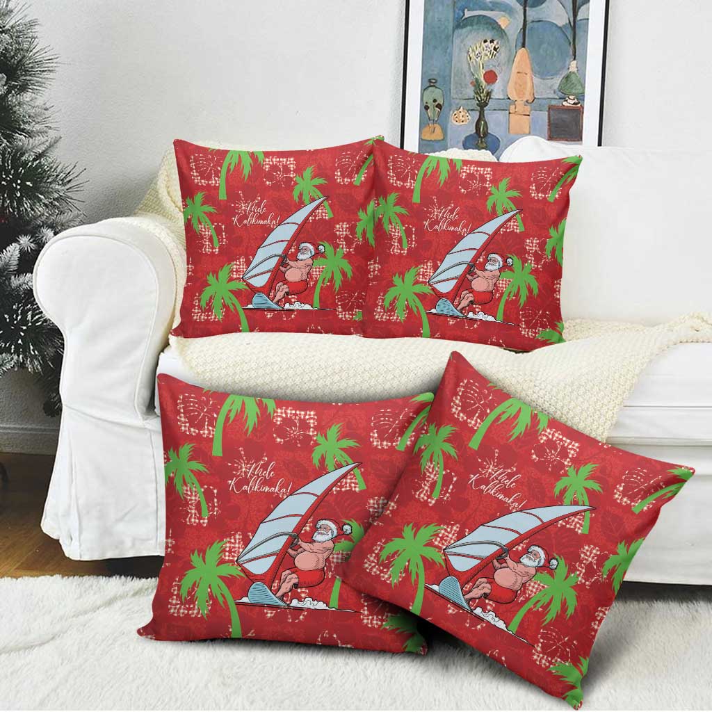 Aloha Hawaii Christmas Pillow Cover Mele Kalikimaka Windsurfing Santa Palaka Quilt Motifs LT14 - Polynesian Pride