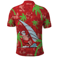 Aloha Hawaii Christmas Polo Shirt Mele Kalikimaka Windsurfing Santa Palaka Quilt Motifs LT14 - Polynesian Pride