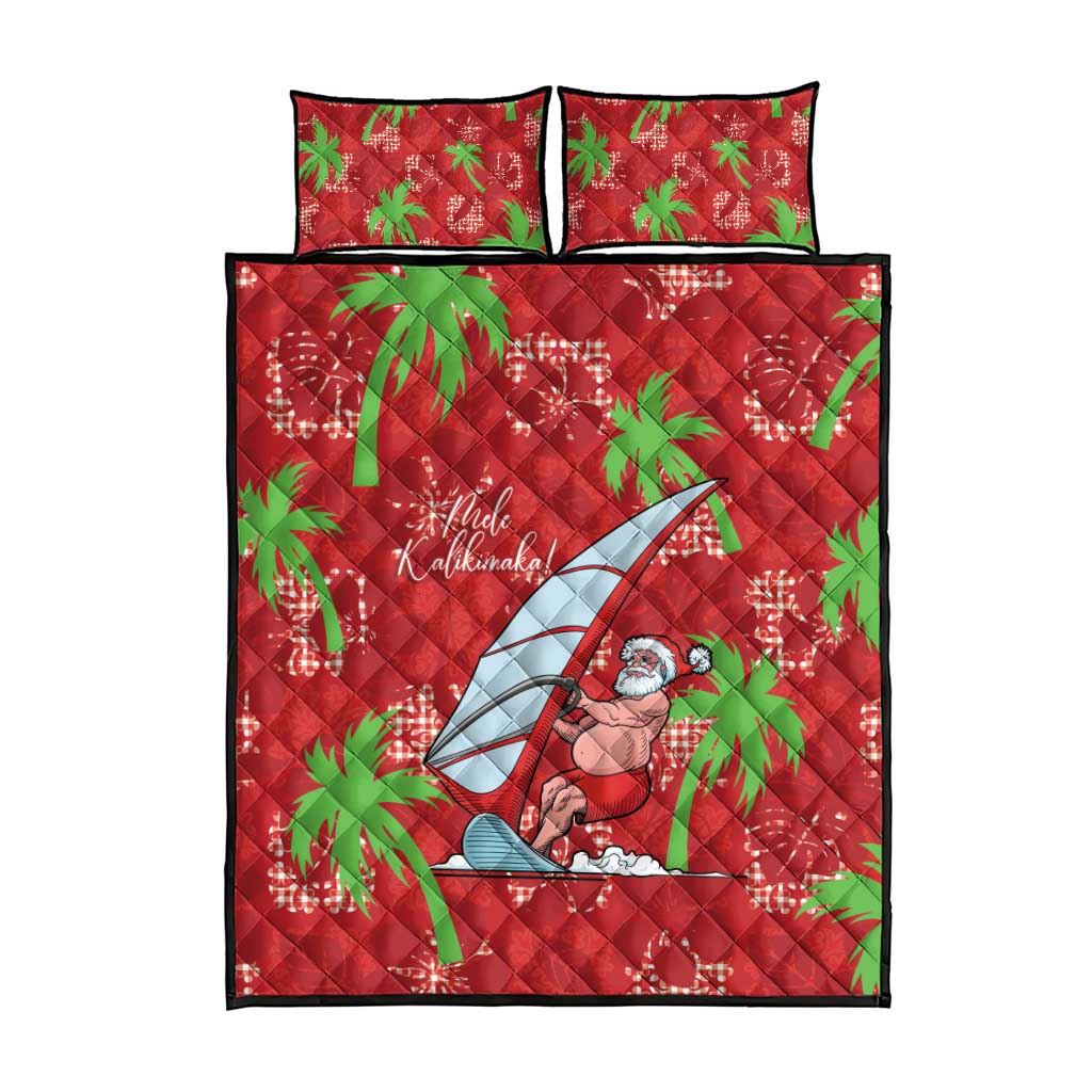 Aloha Hawaii Christmas Quilt Bed Set Mele Kalikimaka Windsurfing Santa Palaka Quilt Motifs LT14 - Polynesian Pride