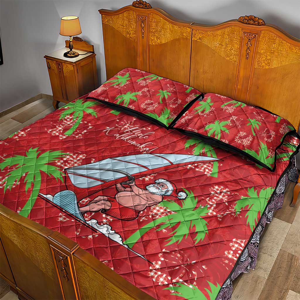Aloha Hawaii Christmas Quilt Bed Set Mele Kalikimaka Windsurfing Santa Palaka Quilt Motifs LT14 - Polynesian Pride