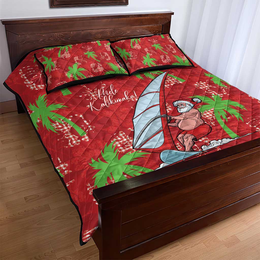 Aloha Hawaii Christmas Quilt Bed Set Mele Kalikimaka Windsurfing Santa Palaka Quilt Motifs LT14 - Polynesian Pride