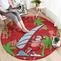 Aloha Hawaii Christmas Round Carpet Mele Kalikimaka Windsurfing Santa Palaka Quilt Motifs LT14 - Polynesian Pride