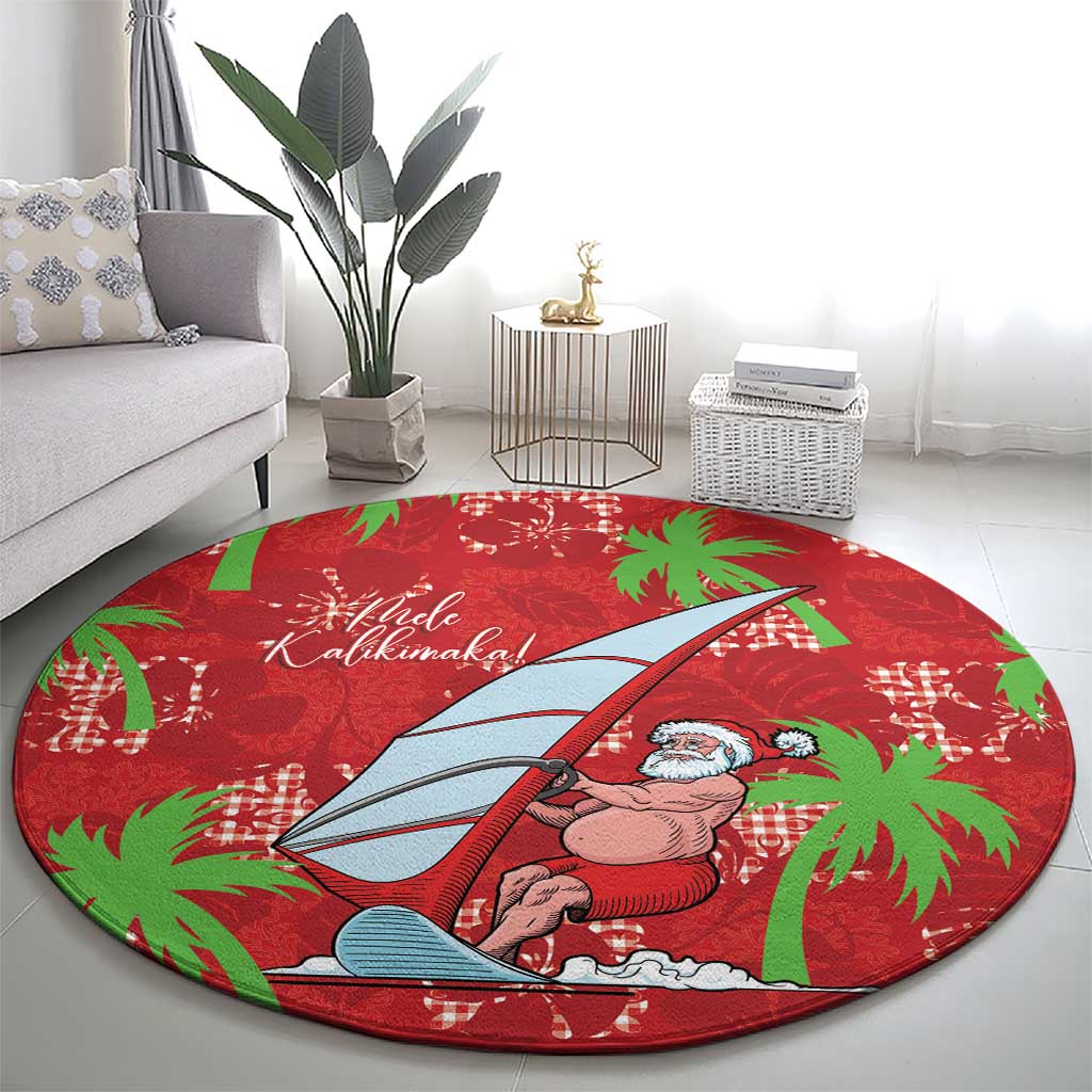 Aloha Hawaii Christmas Round Carpet Mele Kalikimaka Windsurfing Santa Palaka Quilt Motifs LT14 - Polynesian Pride