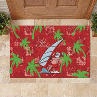 Aloha Hawaii Christmas Rubber Doormat Mele Kalikimaka Windsurfing Santa Palaka Quilt Motifs LT14 Red - Polynesian Pride